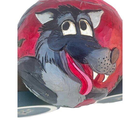 Handcrafted 1992 Briere Wooden Pull Toy With Little Red Riding Hood & Big Bad Wo - Picture 2 of 16